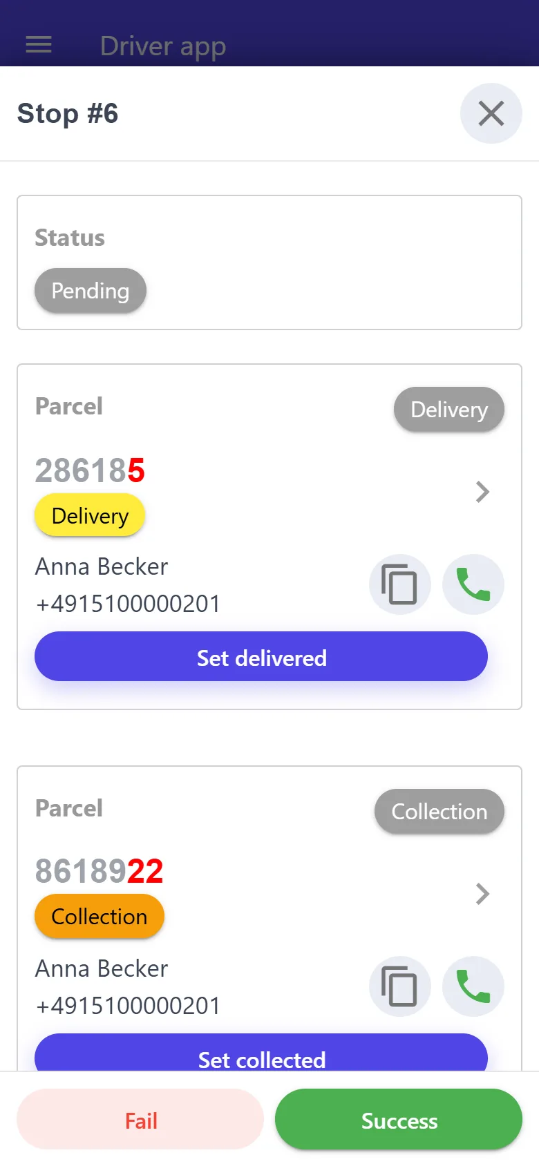 A stop: delivery and collection at one address