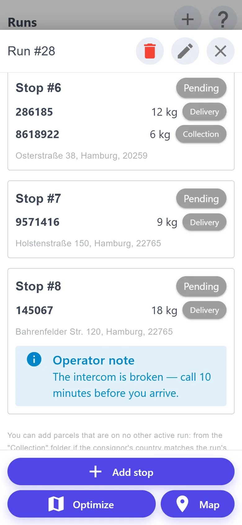 A shared address and a stop note