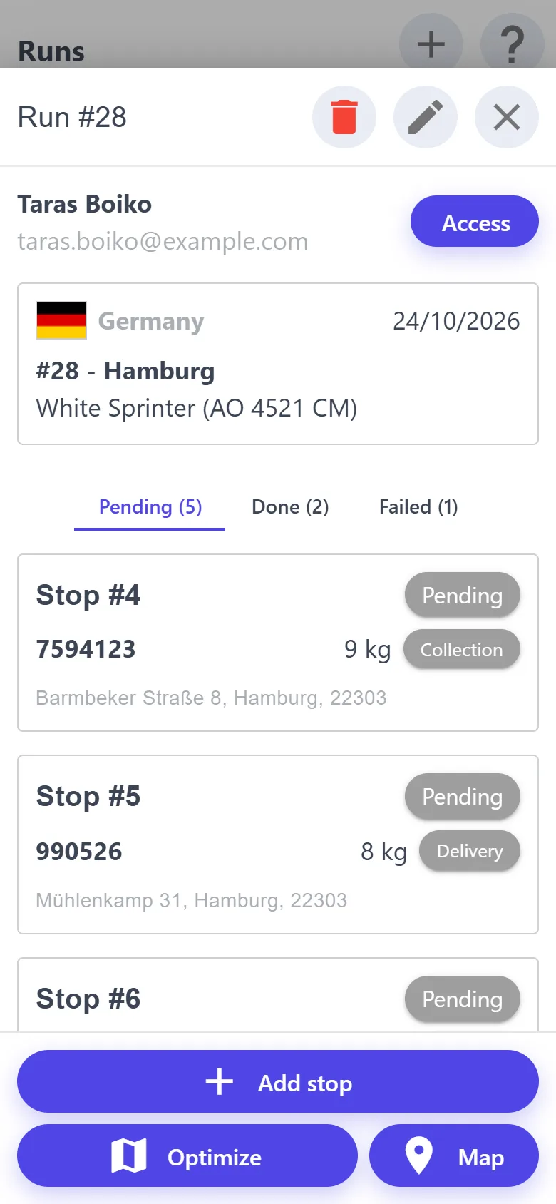 A run: stops by status “Pending”, “Done”, “Failed”