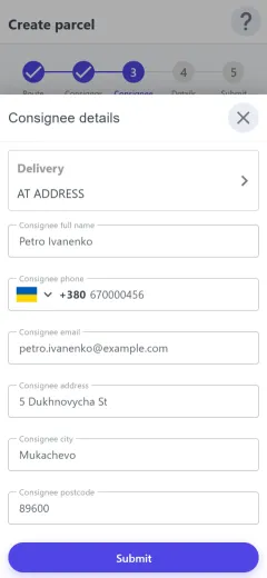 Consignee at address