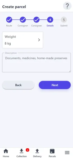Weight and description
