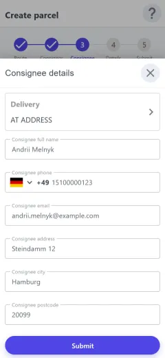 Consignee at address