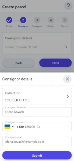 Consignor at the office