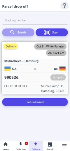 Handing over a parcel