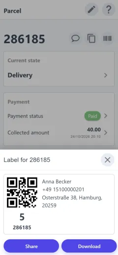 Label with a QR code