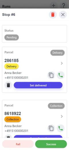 Delivery and collection at one address